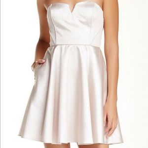 Aidan Mattox champagne shimmery light pink dress